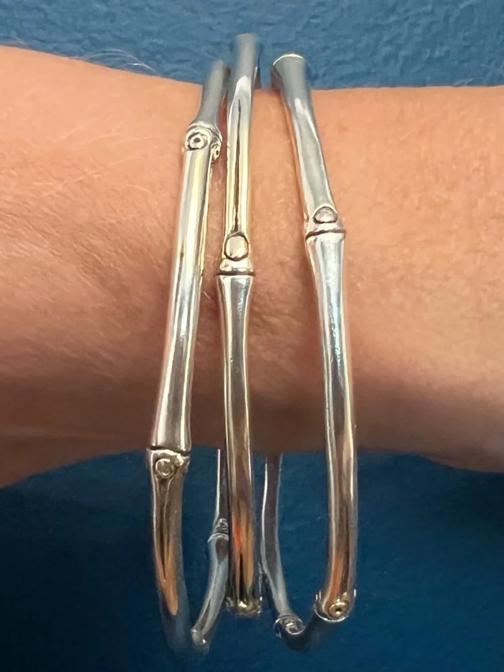 John Hardy Sterling Silver Bamboo Bangle Bracelet x3